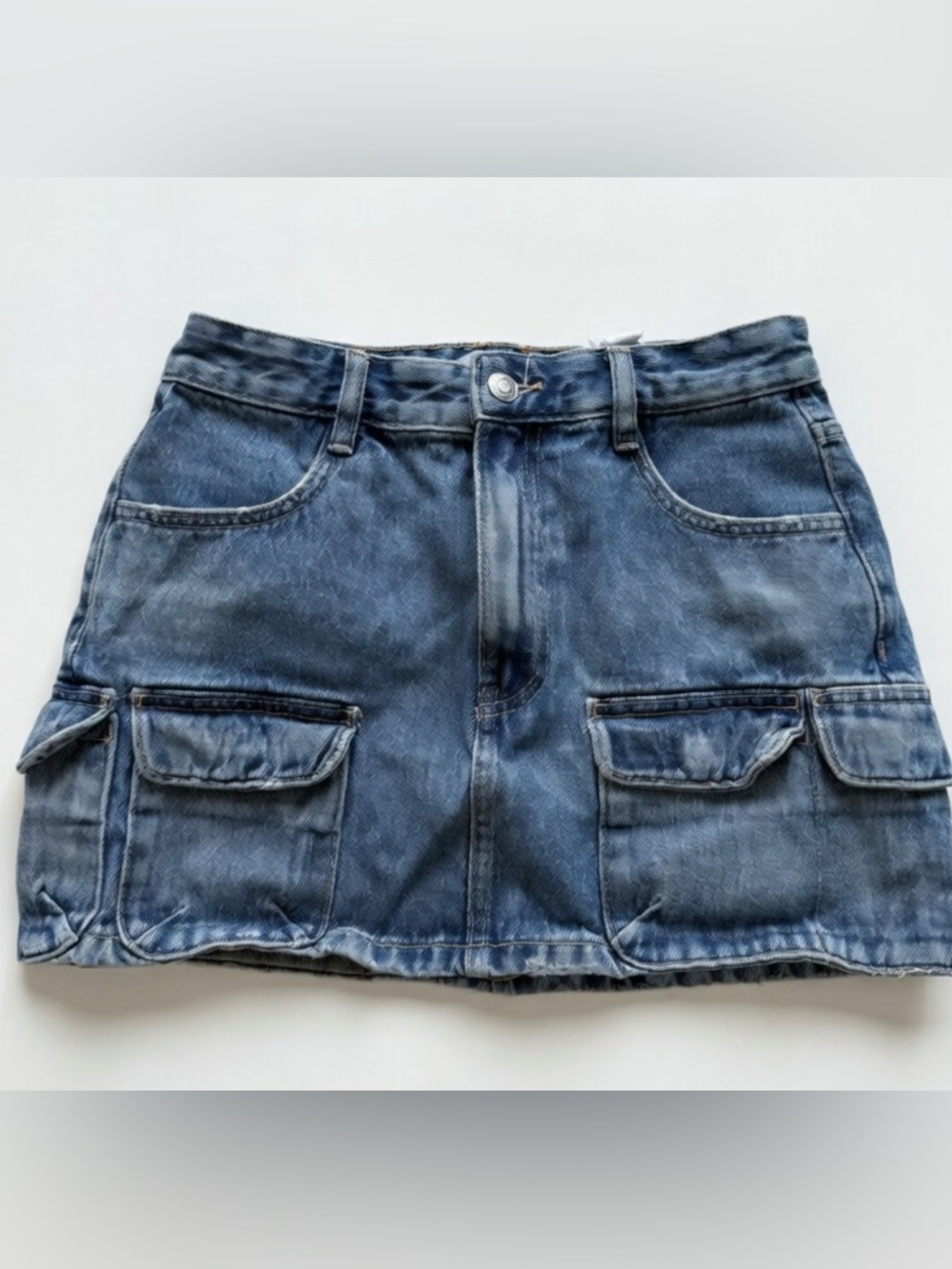Zara Denim Cargo Mini Skirt - Faded Blue